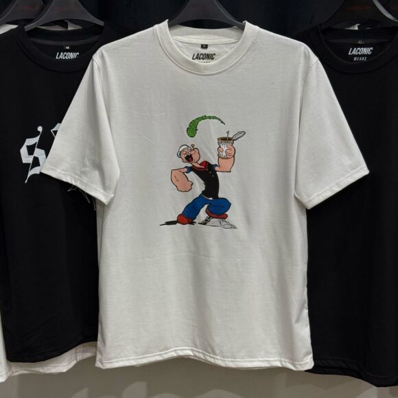 Popeye Front Printed Drop Shoulder T-Shirt - Image 2