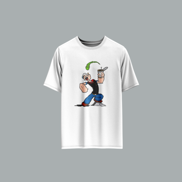 Popeye Front Printed Drop Shoulder T-Shirt